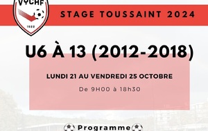 STAGE TOUSSAINT 21/25 OCTOBRE 