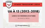 STAGE TOUSSAINT 21/25 OCTOBRE 