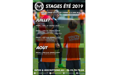 STAGE YOUTH ACADEMY FOOTBALL été 2019