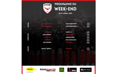 Planning du week-end 16/17 octobre