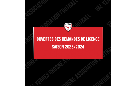 Ouverture des demandes de licences saison 2023/2024